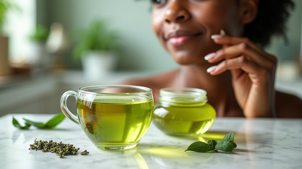 benefícios do chá verde para a pele