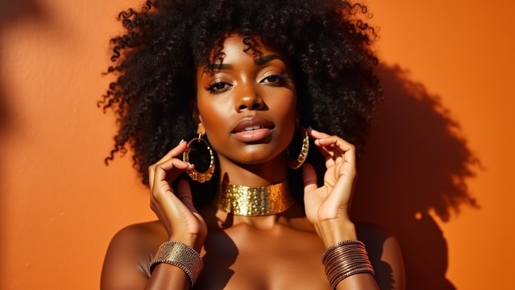 jóias realçando a pele com melanina