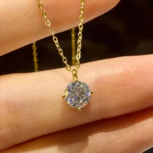 Colar Diamante Solitário em Prata 925 com Moissanite