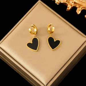 Brincos Pendentes Coração em Aço Inoxidável 316L