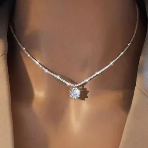 Colar Pendente Diamante em Prata 925 com Moissanite