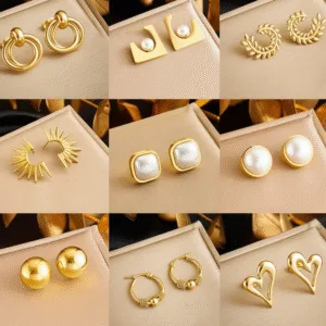 Brincos Pérola Irregular em Aço Inoxidável 316L