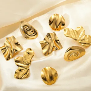 Brincos Dobras Irregulares em Aço Inoxidável 316L